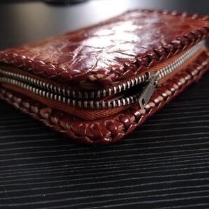 Brown Leather Wallet with Zipper